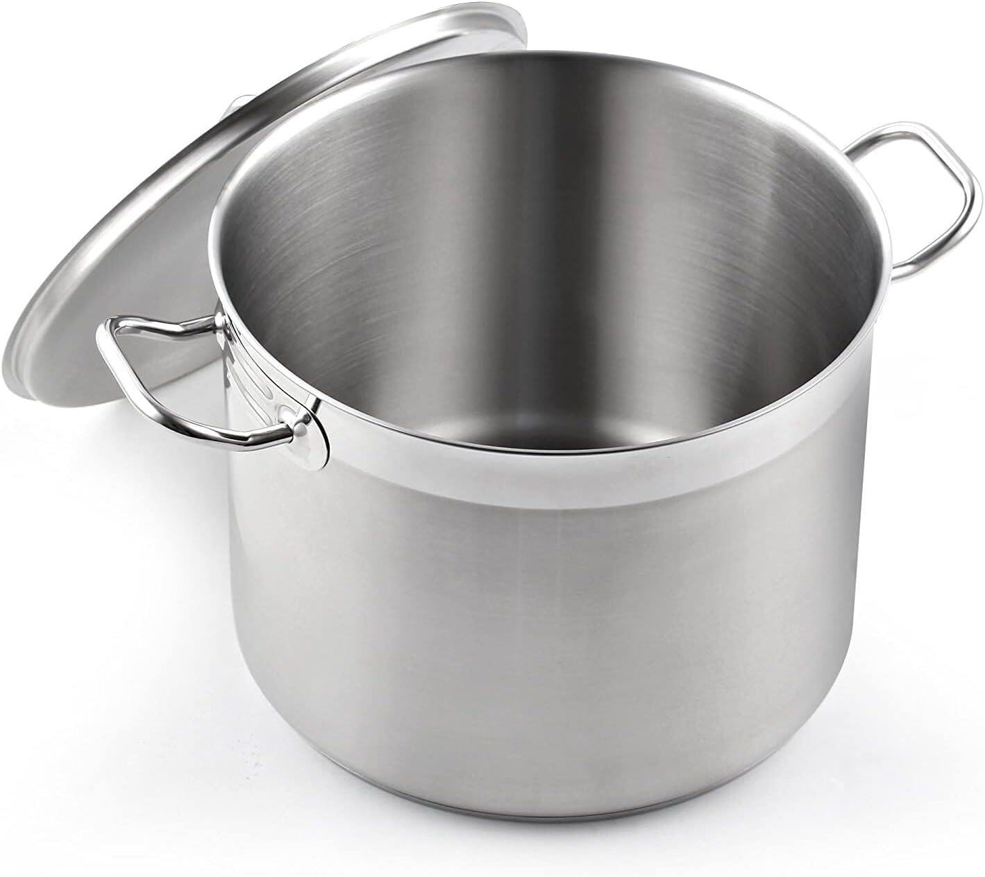 Front. Cooks Standard - Professional 8 qt S/S Stock Pot with Lid | Induction Cookware for Pasta, Soup, Canning,Oven Safe, Dishwasher Safe - Stainless Steel.