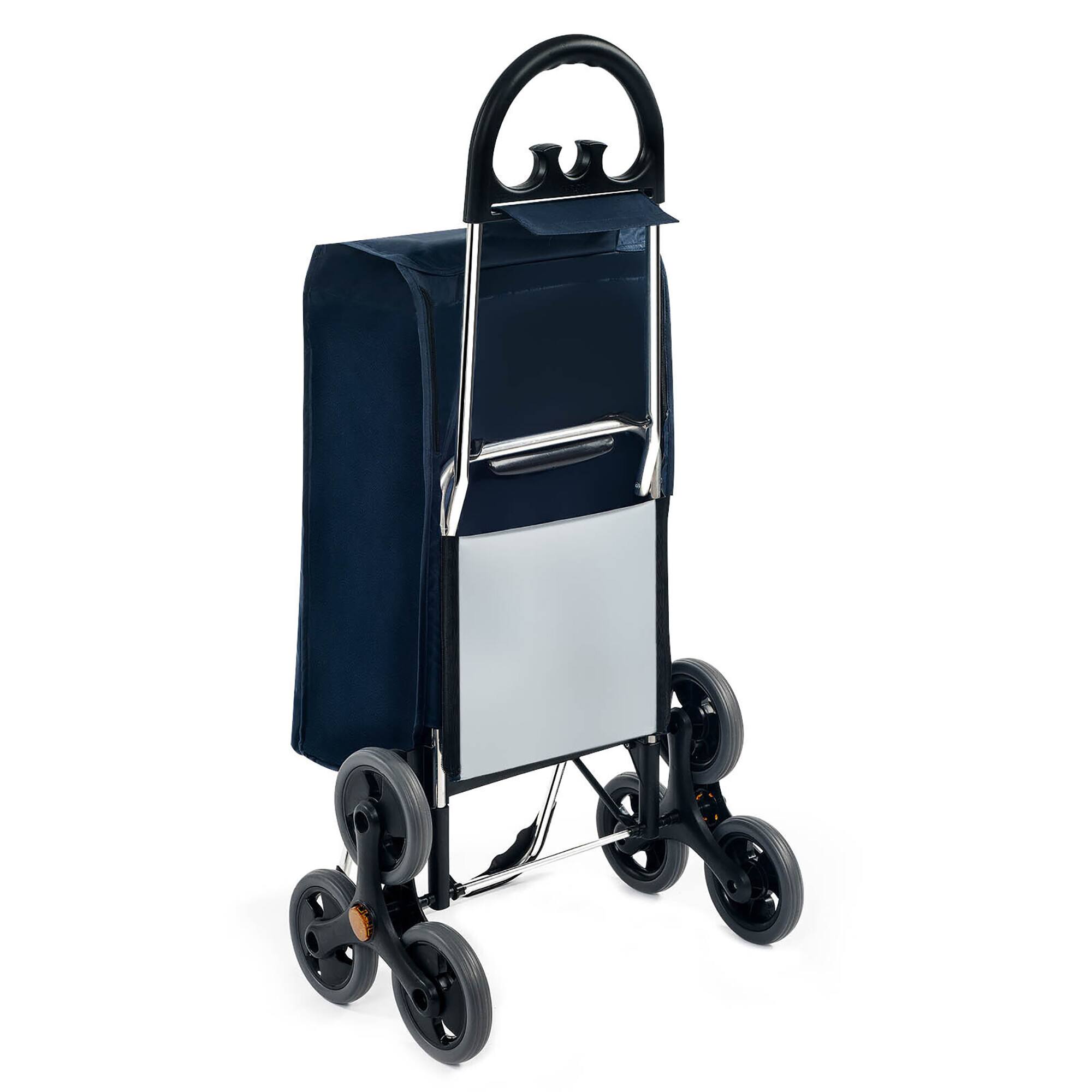 Alt View 1. Gymax - Gymax Folding Stair Climbing Shopping Cart Utility Hand Truck w/ Removable Bag & Handle Navy - Blue.