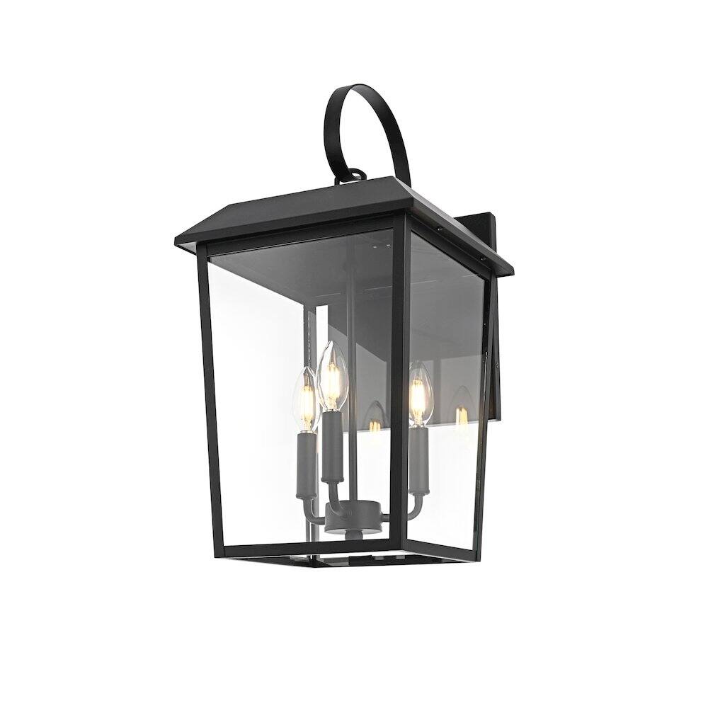 Left. Elegant Lighting - Riggs 11 inch Outdoor Wall Sconce in Black - Black.