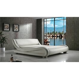 Hivvago - Queen Modern Upholstered Platform Bed with Curved Sides & Headboard - White