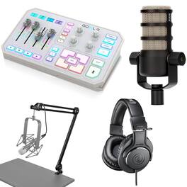 TC Helicon - TC Electronic Helicon GoXLR USB Streaming Mixer, White Bundle with Microphone, Headphones, 10' XLR Cable