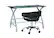 Angle Zoom. Linon Home Décor - Walton Map Printed Glass Desk Set With Faux Leather Gas Lift Chair - Black & Chrome.