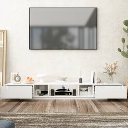 FUFU & GAGA - TV Stand for Upto 75 Inch TV – Modern Minimalist Media Console with Drawers & Open Storage for Living Room - White