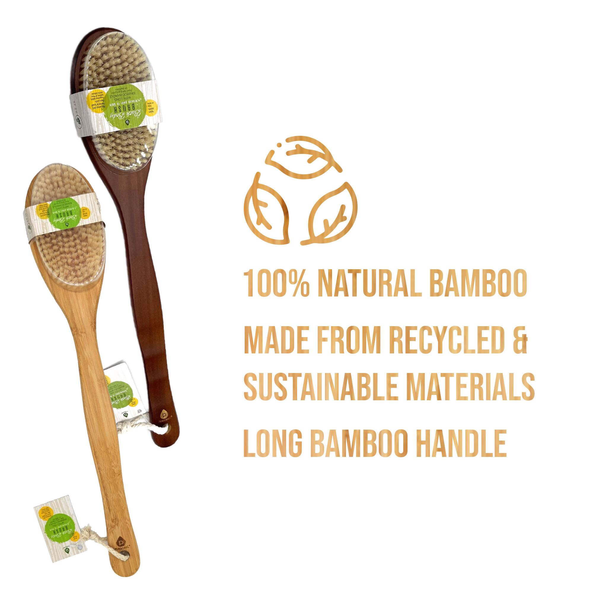 100% NATURAL BAMBOO  
MADE FROM RECYCLED & SUSTAINABLE MATERIALS  
LONG BAMBOO HANDLE