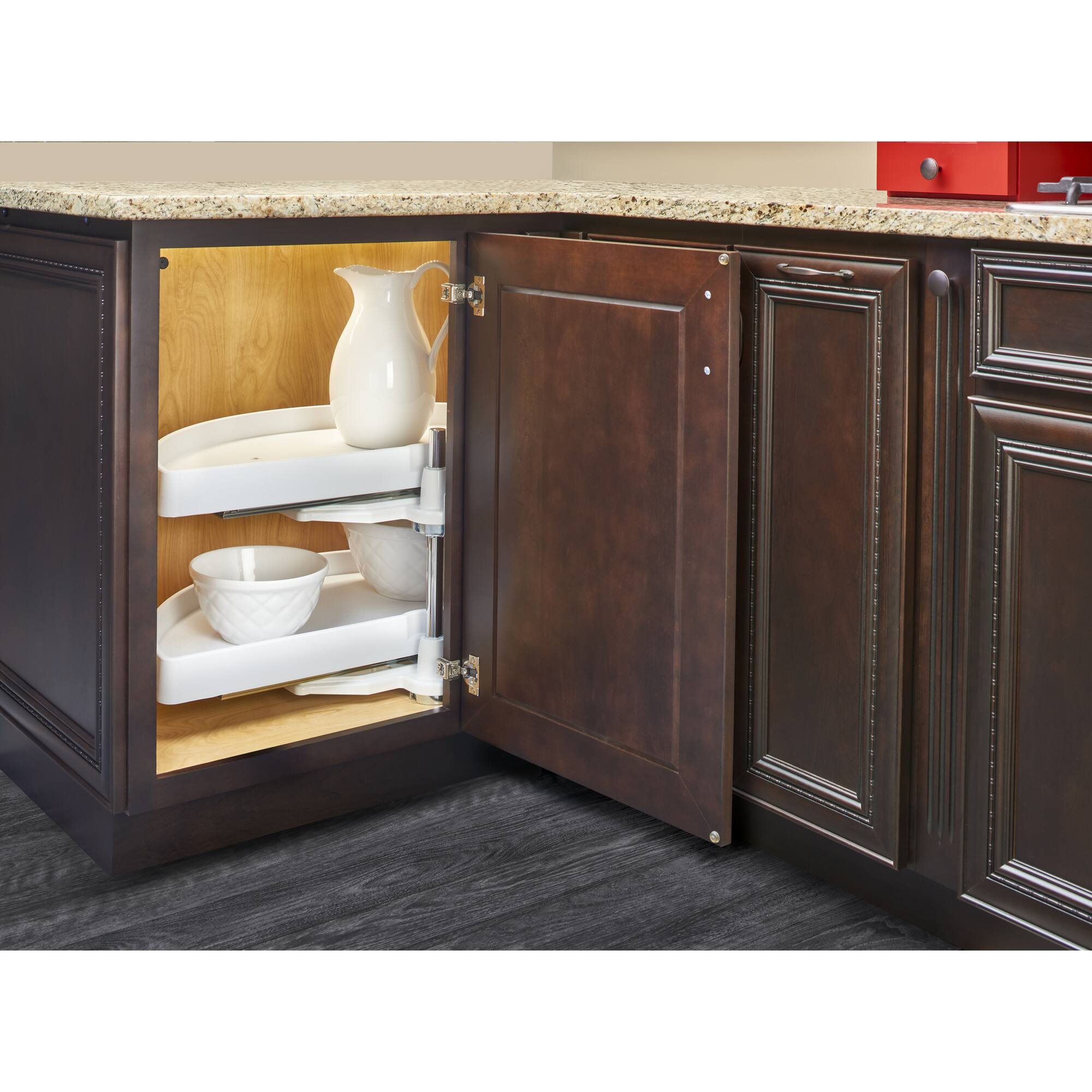 Alt View 8. Rev-A-Shelf - Rev-A-Shelf 31" Lazy Susan Half-Moon Polymer Two-Tier Blind Cabinet 6882-31-11-570 - White.
