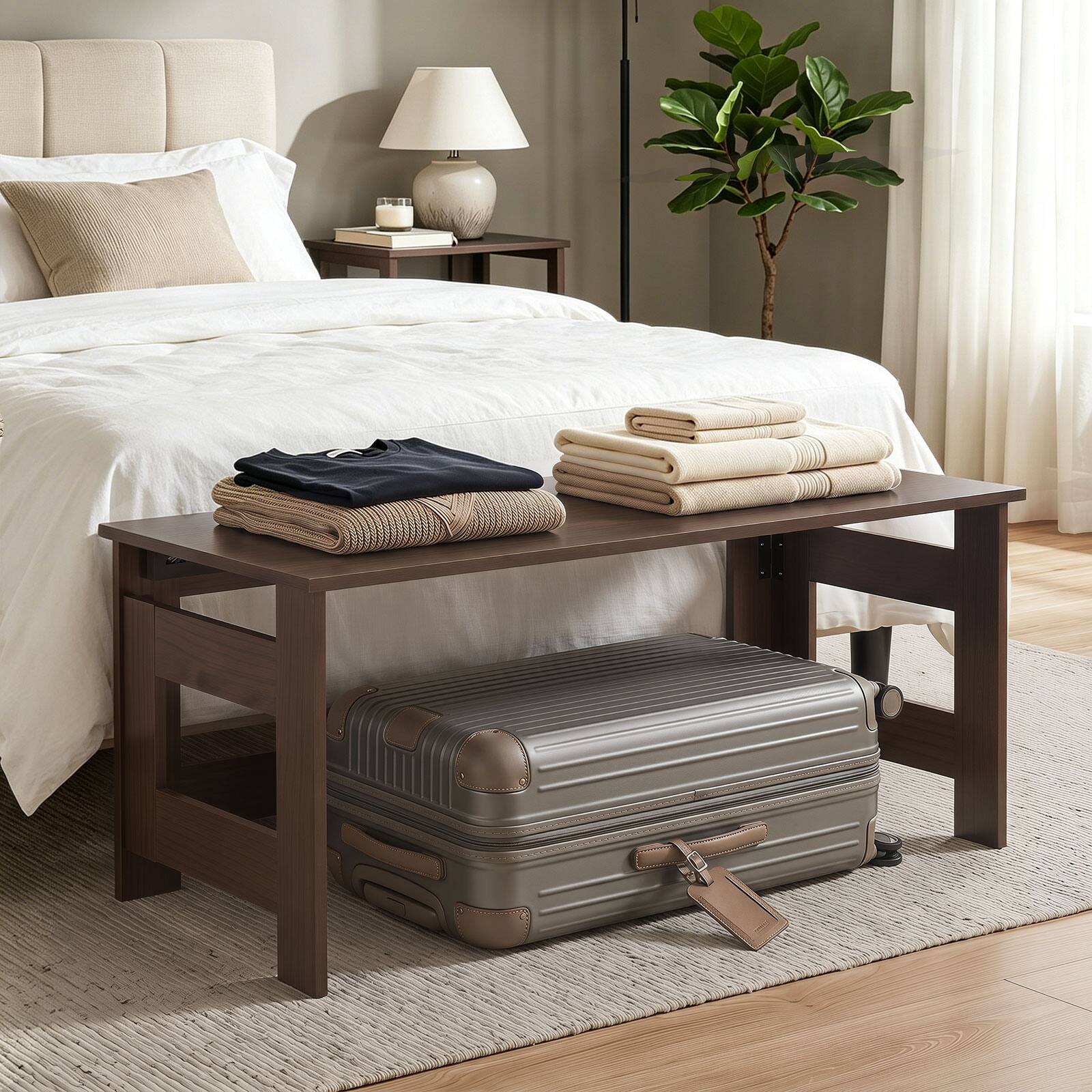 Alt View 1. Costway - Costway Folding Coffee Table, Portable Low Floor Table with Foldable Legs for Living Room - Brown.