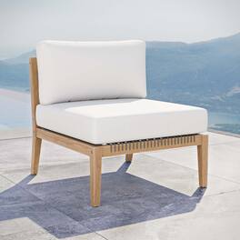 Clearwater Outdoor Patio Teak Wood Armless Chair by Modway - Gray White