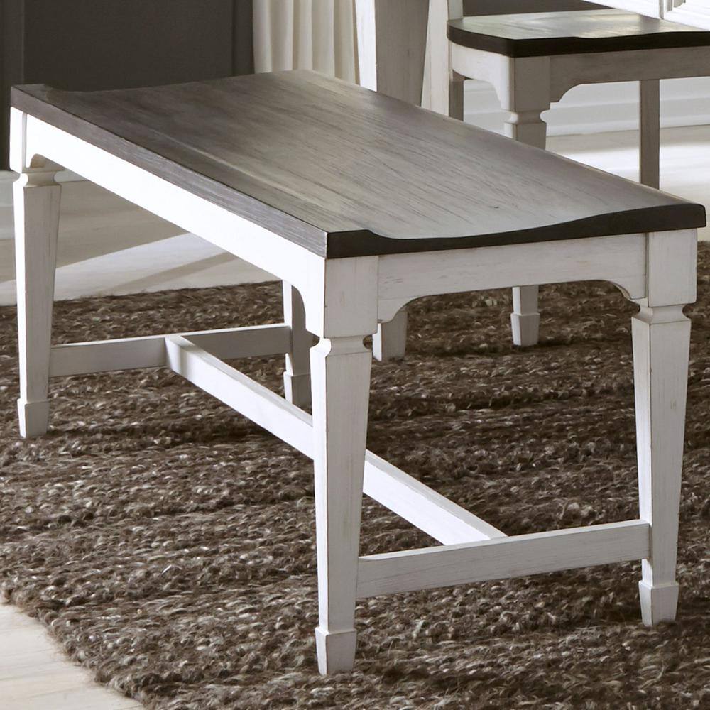 Alt View 1. Liberty Furniture Industries - Allyson Park Wood Seat Bench in Wirebrushed White w/ Charcoal Top - White.