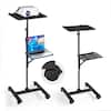 Front. VEVOR - Projector Stand, 2 Shelves Laptop Floor Stand, Projector Stands Table with Adjustable Height 33.86 to 53.54 inch - Black.