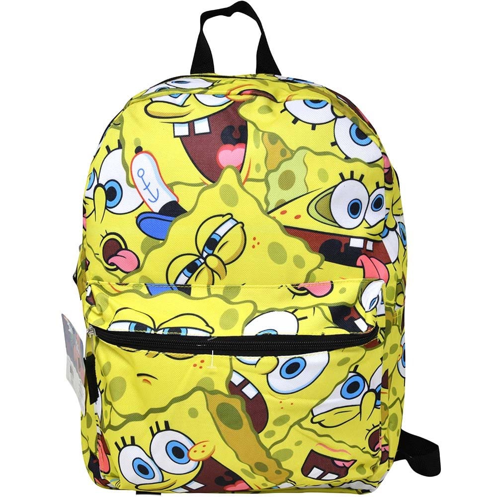 UPD - Sponge Bob All Over Print Nylon School Backpack 16" Bookbag for Girls & Boys - Multicolored