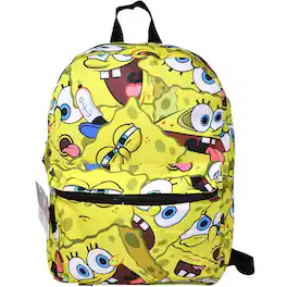 UPD - Sponge Bob All Over Print Nylon School Backpack 16" Bookbag for Girls & Boys - Multicolored