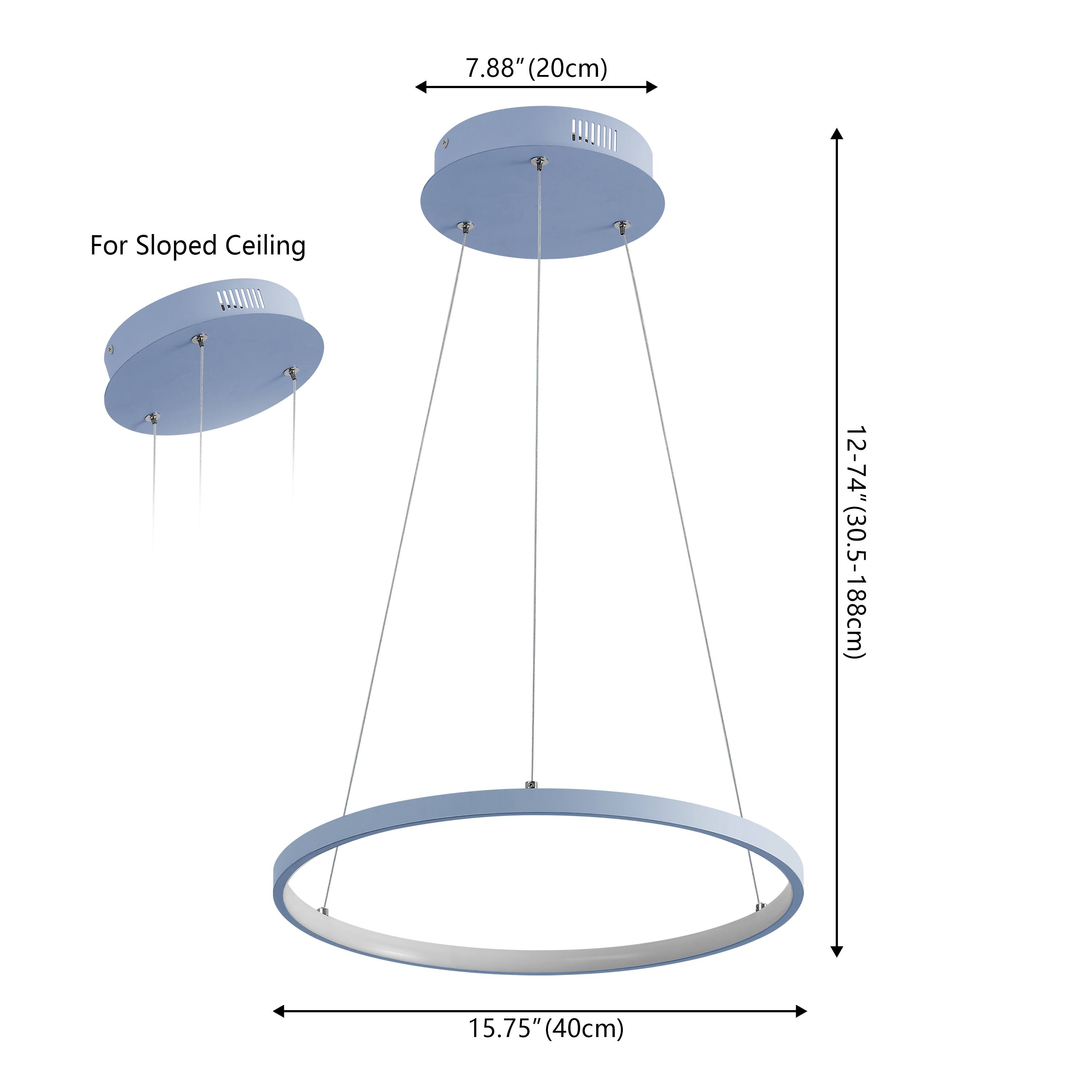 7.88" (20cm) For Sloped Ceiling  
12-74" (30.5-188cm)  
15.75" (40cm)