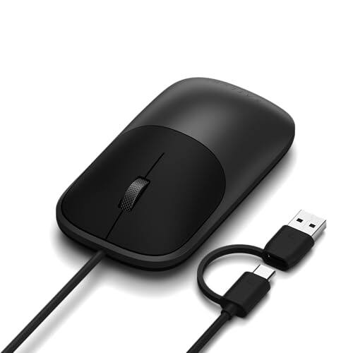Angle. Satechi - Slim LX Wired Mouse - Aluminum Design, USB-C Connectivity, Quiet Click, Optical Tracking, for Mac & PC Setups - Space Black.