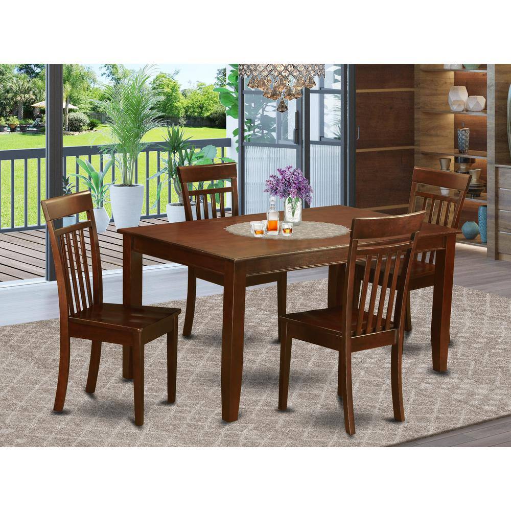 Back. East West Furniture - 5 PC Kitchen Table set for 4-Kitchen Table and 4 Kitchen Chairs - Mahogany.
