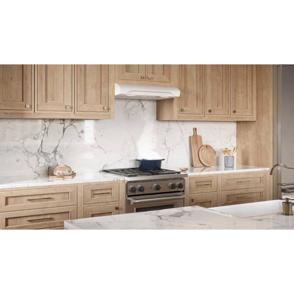 Alt View 14. Broan - Alta 30-Inch 490 MAX Blower CFM 1.0 Sones White Range Hood - White.