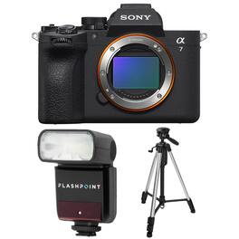 Bundle - Sony - Alpha a7 V Mirrorless Camera, with Zoom-Mini TTL R2 Flash, Tripod with 3-Way Head