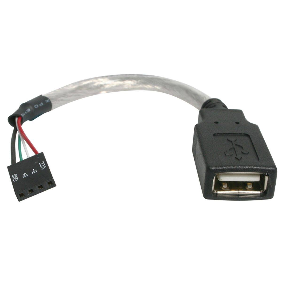 StarTech.com - StarTech 6" USB 2.0 Cable with 4 Pin USB A Female to 4 Pin IDC Motherboard Female Connector, Gray