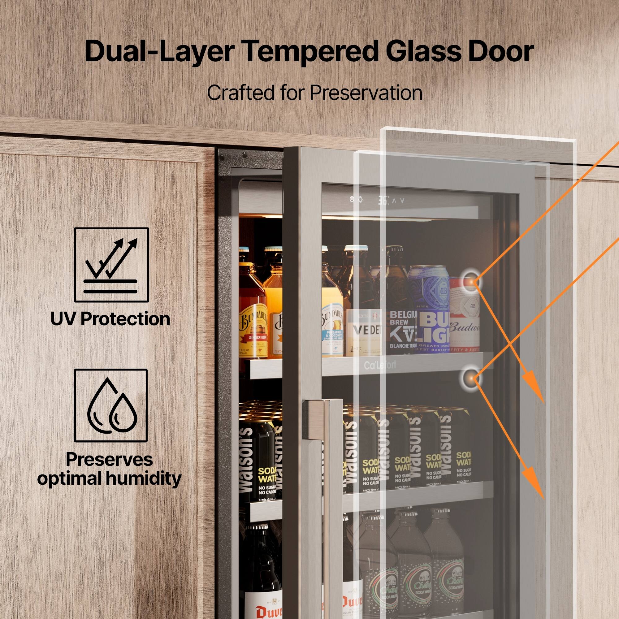 Dual-Layer Tempered Glass Door  
Crafted for Preservation  

UV Protection  

Preserves optimal humidity