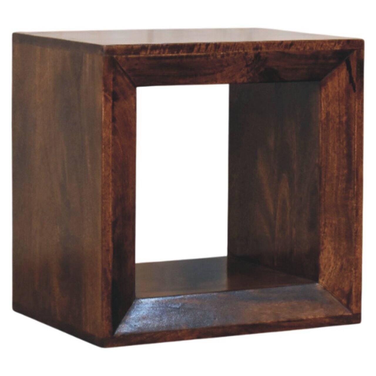 Left. Artisan Furniture - Solis Open California Walnut Side Table - dark brown.