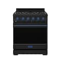 Gordon Ramsay Series by Thor Kitchen 4.55 Cu. Ft Freestanding Gas Range with Navy Blue Hardware - Black