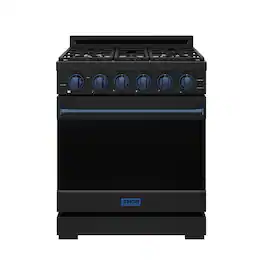 Gordon Ramsay Series by Thor Kitchen 4.55 Cu. Ft Freestanding Liquid Propane Gas Range with Navy Blue Hardware - Black