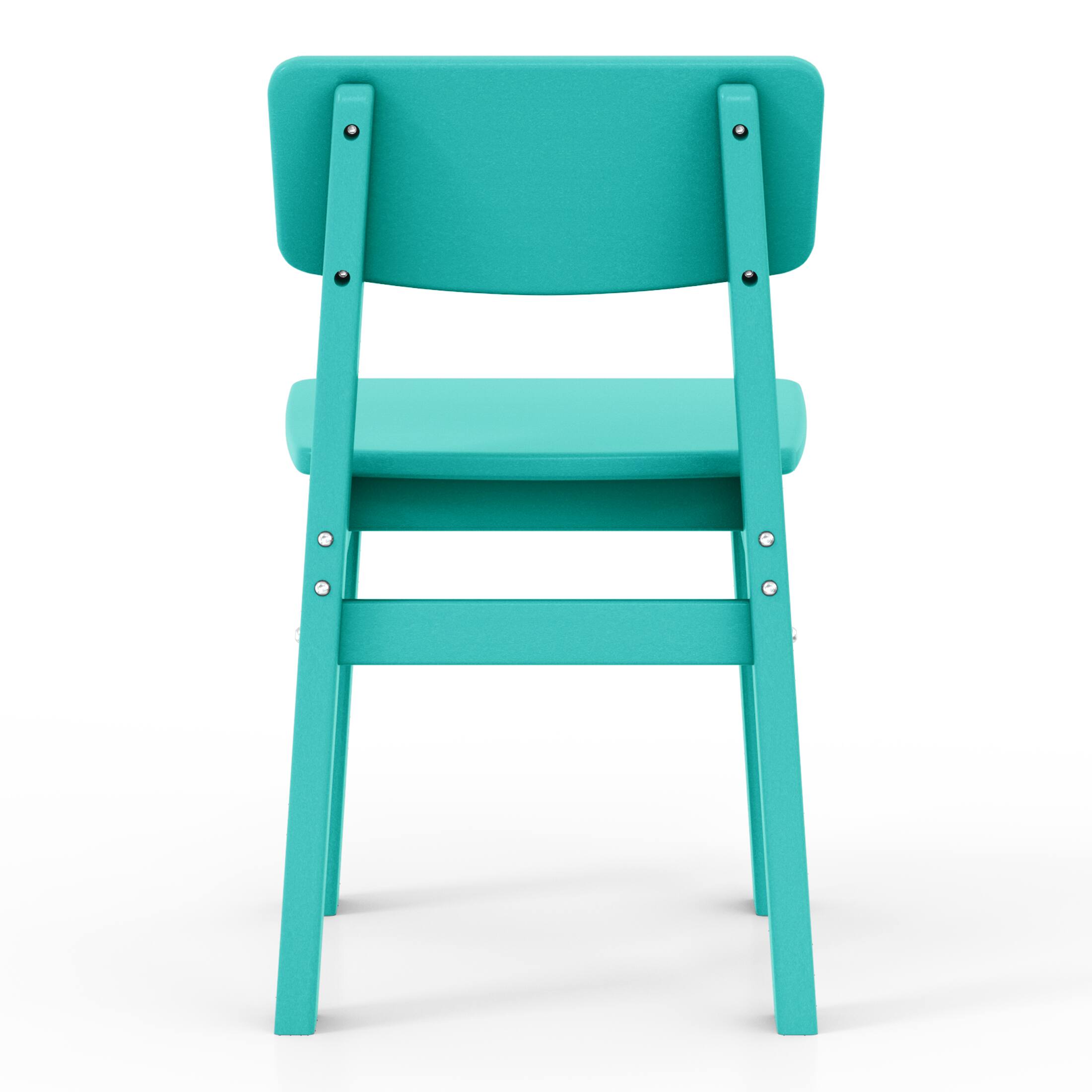 Alt View 1. WestinTrends - WestinTrends Tiny Terraces Outdoor HDPE Kids Modern Plastic Toddler Dining Chairs (Set of Two) - Turquoise.