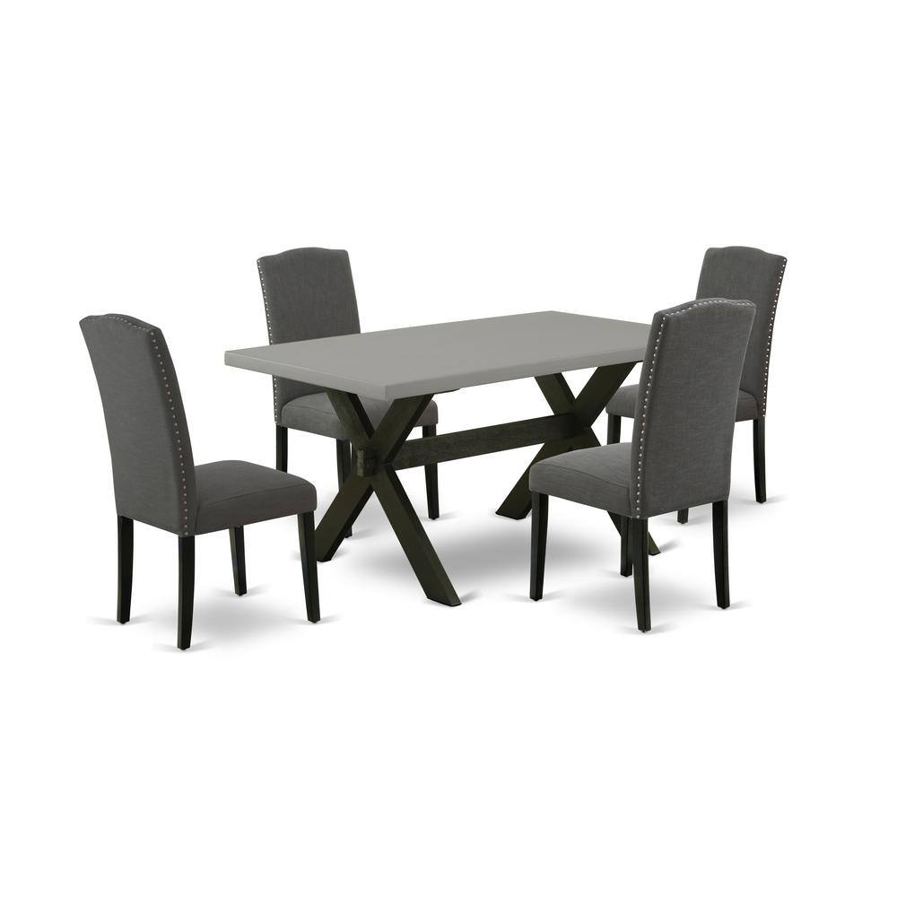 Left. East West Furniture - East West Furniture X696EN120-5 5-Pc Kitchen Table Set - 4 Dining Room Chairs and 1 Modern Rectangular Cement Dining - Multi-Color.