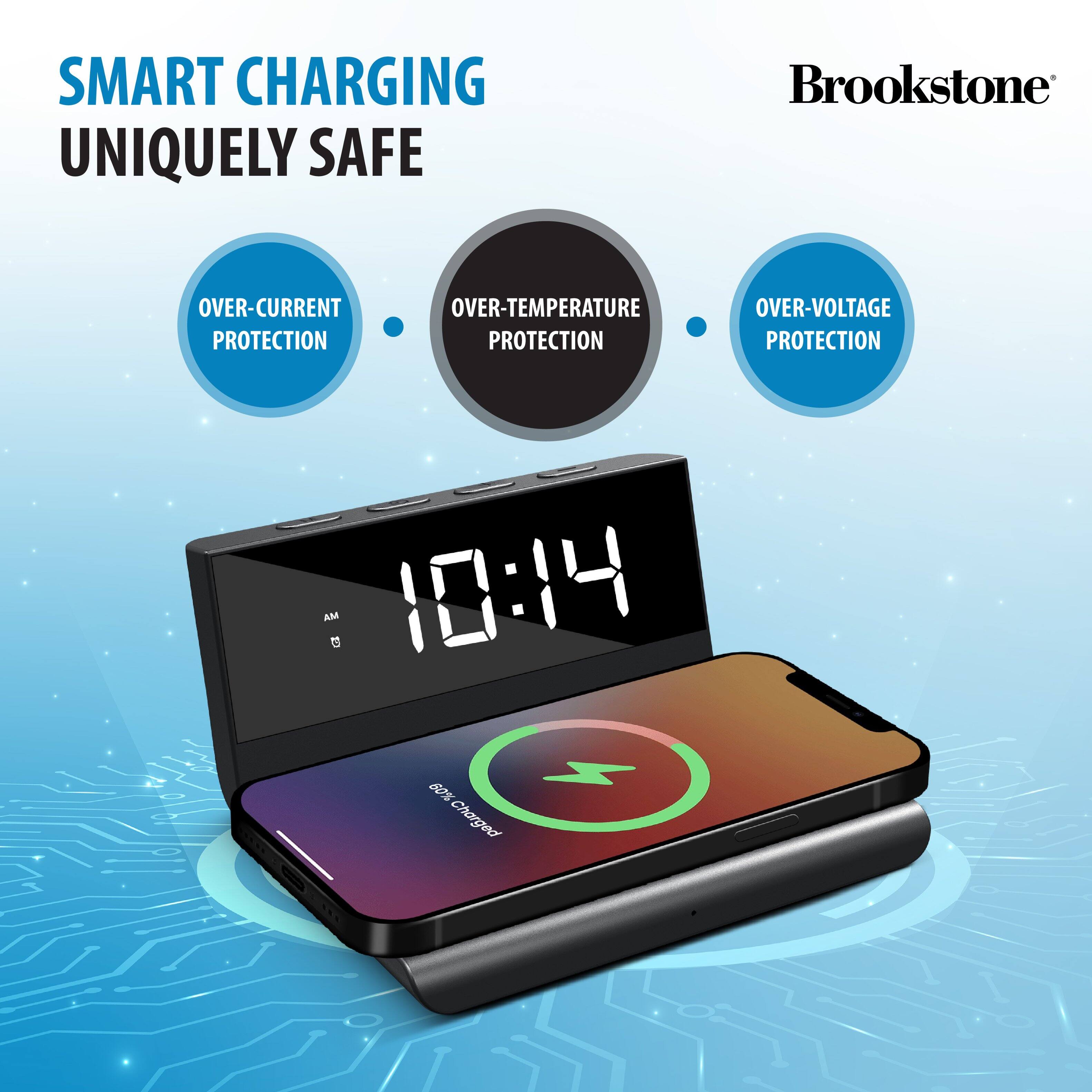 SMART CHARGING UNIQUELY SAFE
Brookstone
OVER-CURRENT PROTECTION
OVER-TEMPERATURE PROTECTION
OVER-VOLTAGE PROTECTION
AM 10:14
5 10:14
X 60% Charged