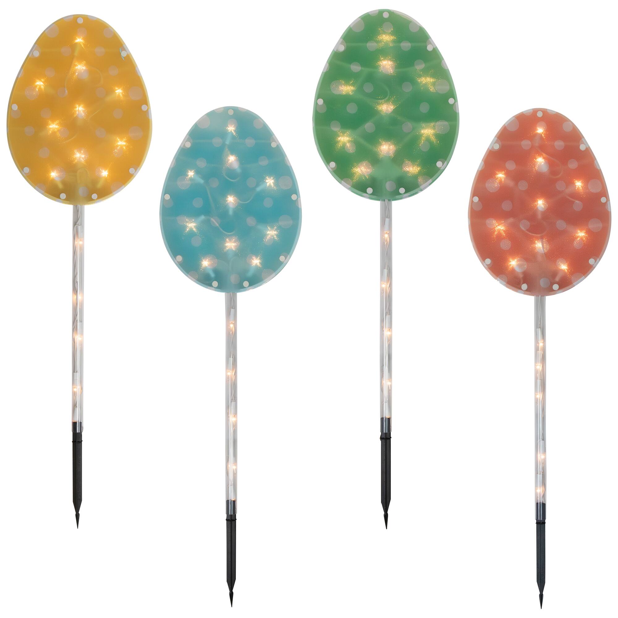 Alt View 1. Northlight - Lighted Easter Egg Outdoor Pathway Markers - 28.5" - Set of 4 - Green.