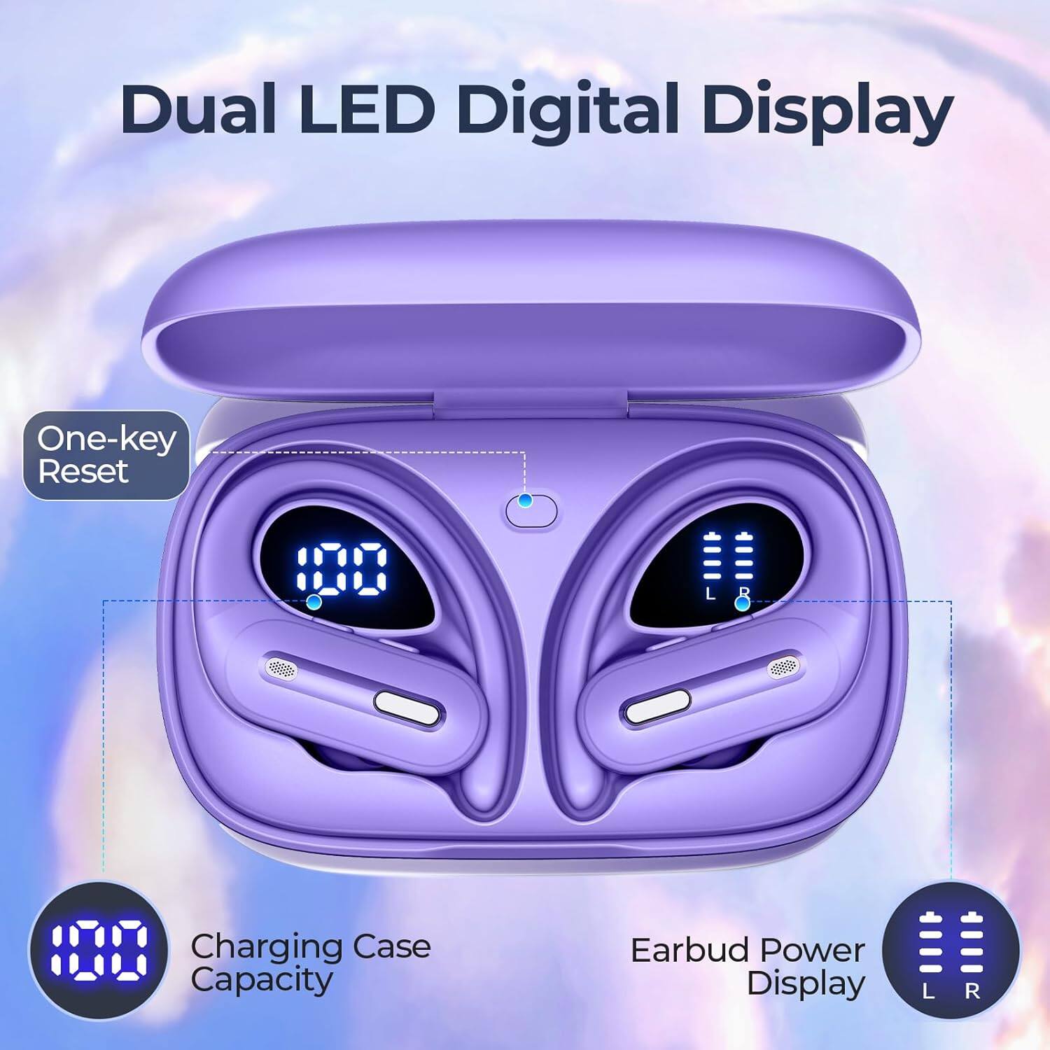 Dual LED Digital Display

One-key Reset

Charging Case Capacity

Earbud Power Display

L R
