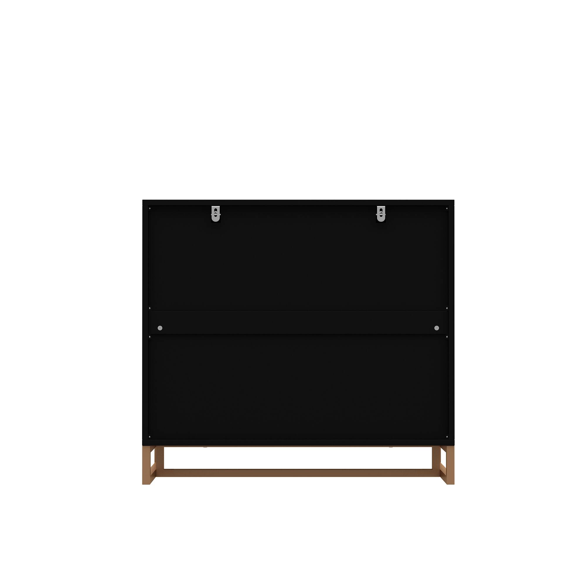 Back. Famapy - Famapy Modern Nightstand with Gold Accents: 3 - Drawer Storage for Bedroom & Living Space - Black.