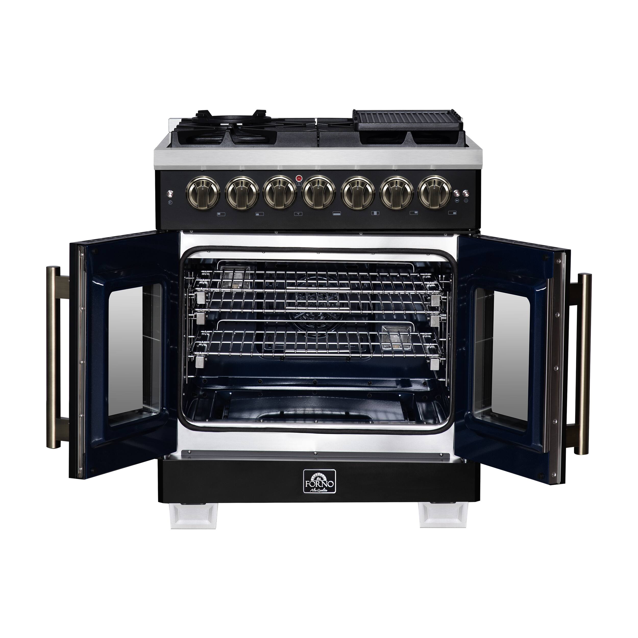 Alt View 1. Forno Appliances - Capriasca 4.32 Cu. Ft. Dual Fuel Range with French Door Design - Black.