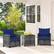 Alt View 3. Costway - 5 Piece Patio Rattan Furniture with 2 Ottomans & Tempered Glass Coffee Table - Navy + Mix Grey.