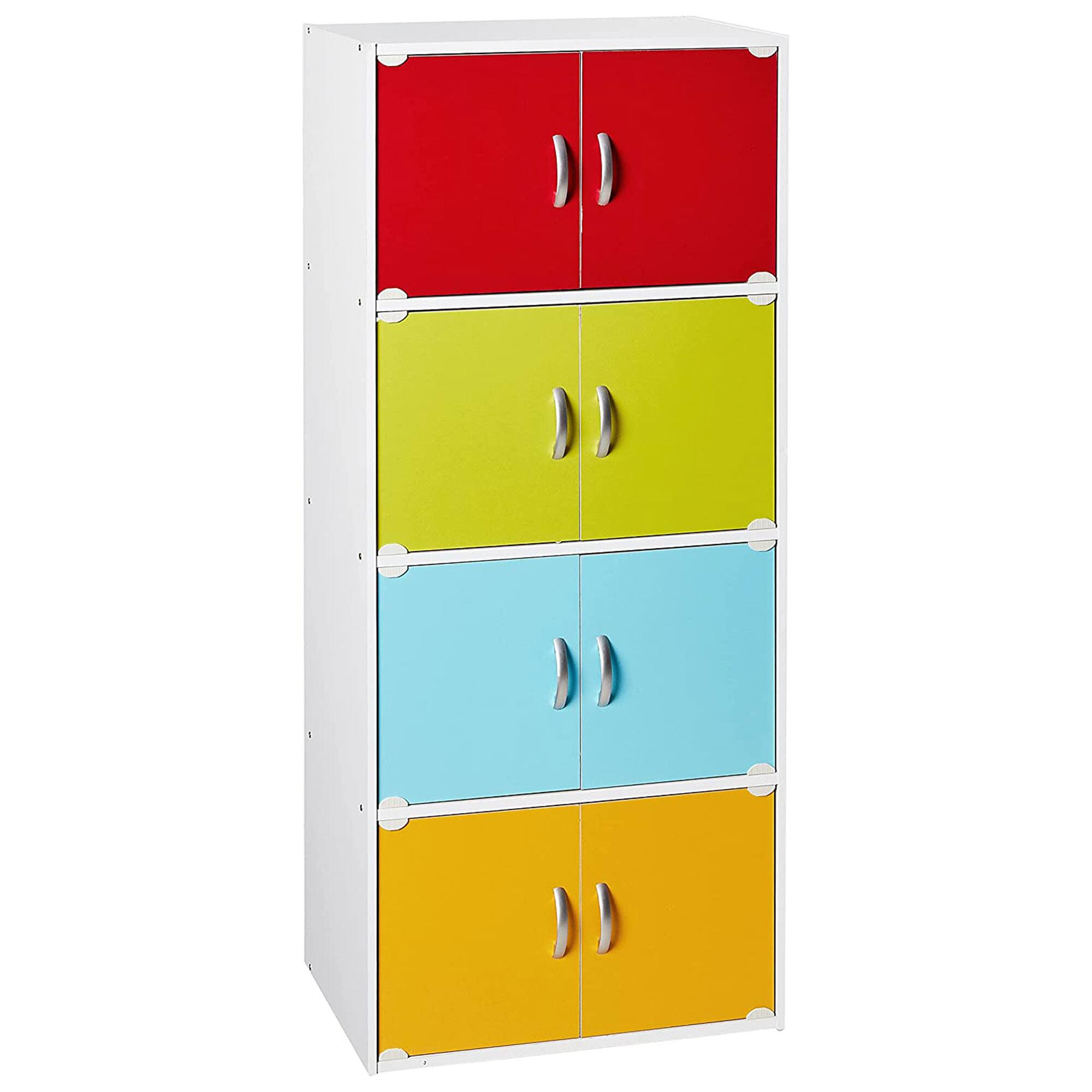 Front. Hodedah - Hodedah 8 Door Enclosed Multipurpose Storage Cabinet for Home/Office, Rainbow - Rainbow.
