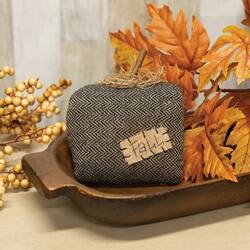 Angle. BreeBe - Stuffed Black & Tan Chevron Mossy Top Fall Pumpkin - Black, Tan.