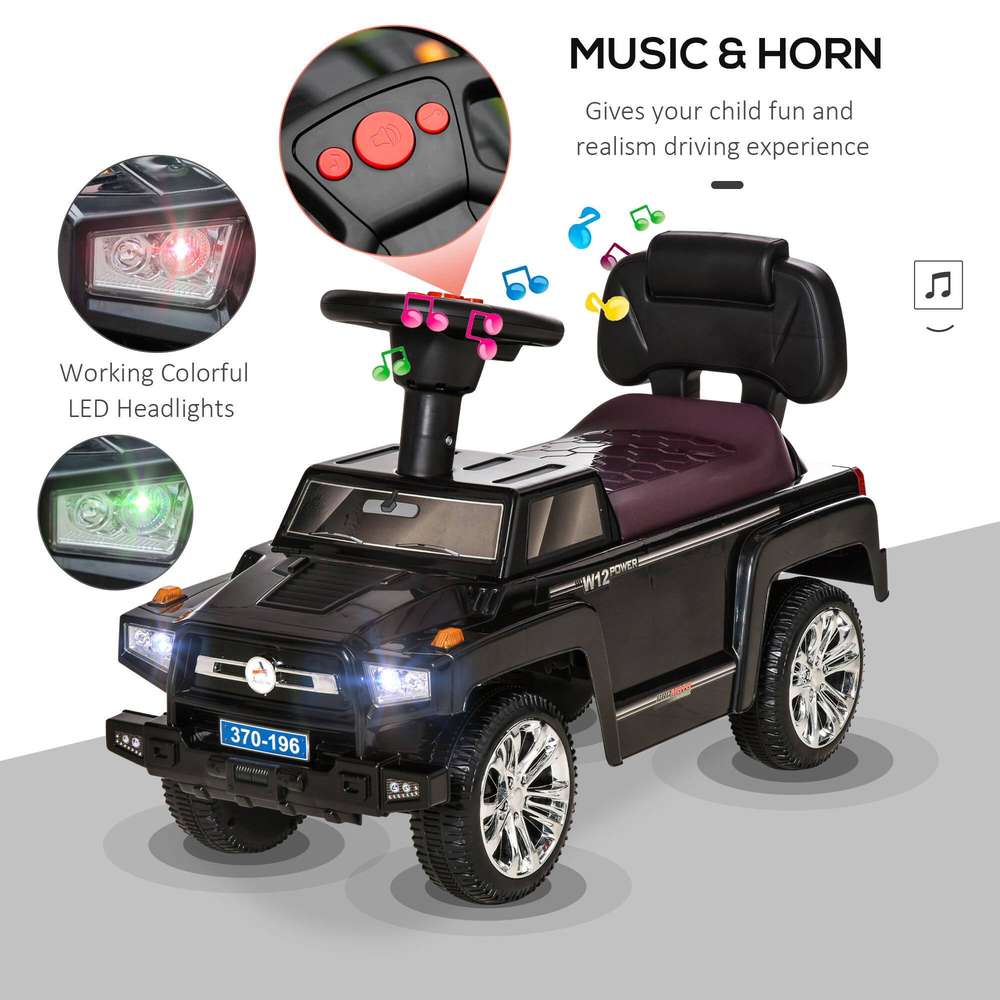 MUSIC & HORN  
Gives your child fun and realism driving experience  

Working Colorful LED Headlights  

W12 POWER  

370-196