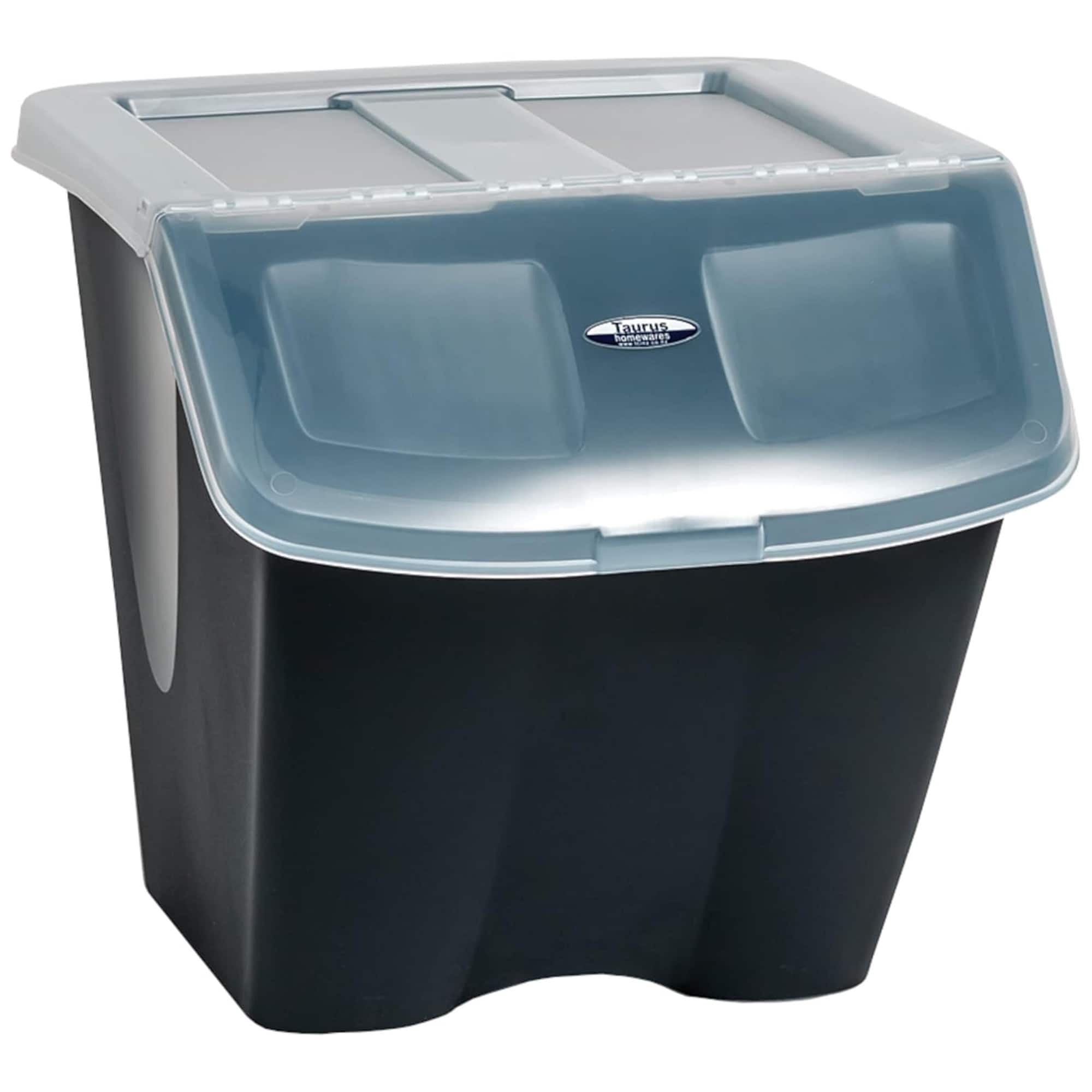 Redmon - 10 Gallon Stackable Shutter Bin with Flip Lid Plastic Storage, Black - Charcoal