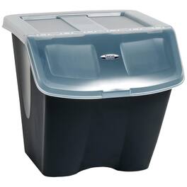 Redmon - 10 Gallon Stackable Shutter Bin with Flip Lid Plastic Storage, Black - Charcoal
