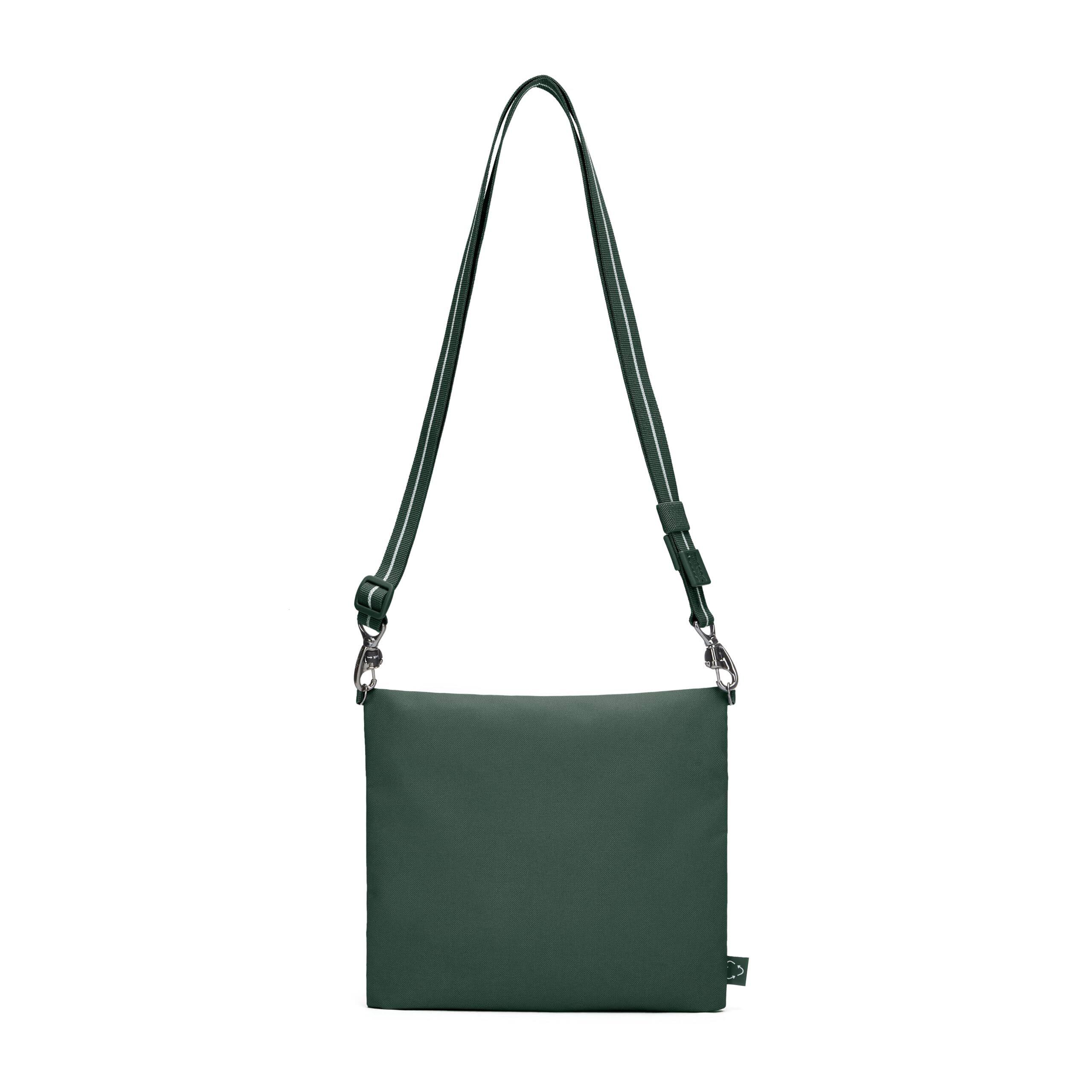 Angle. Pacsafe - GO Anti Theft Crossbody Pouch - Spruce Green.