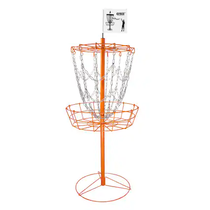 Front. GSE Games & Sports Expert - Portable 12-Chain Disc Golf Basket, Metal Flying Disc Golf Practice Target (Orange) - Orange.