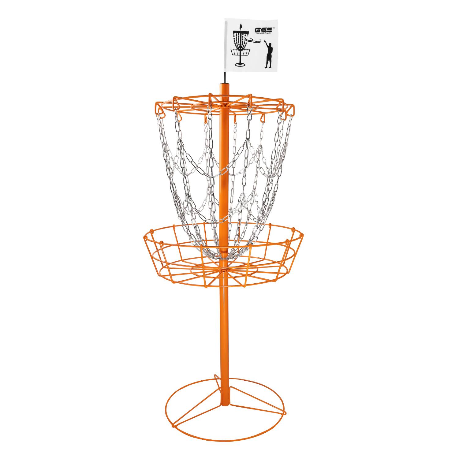 GSE Games & Sports Expert - Portable 12-Chain Disc Golf Basket, Metal Flying Disc Golf Practice Target - Orange
