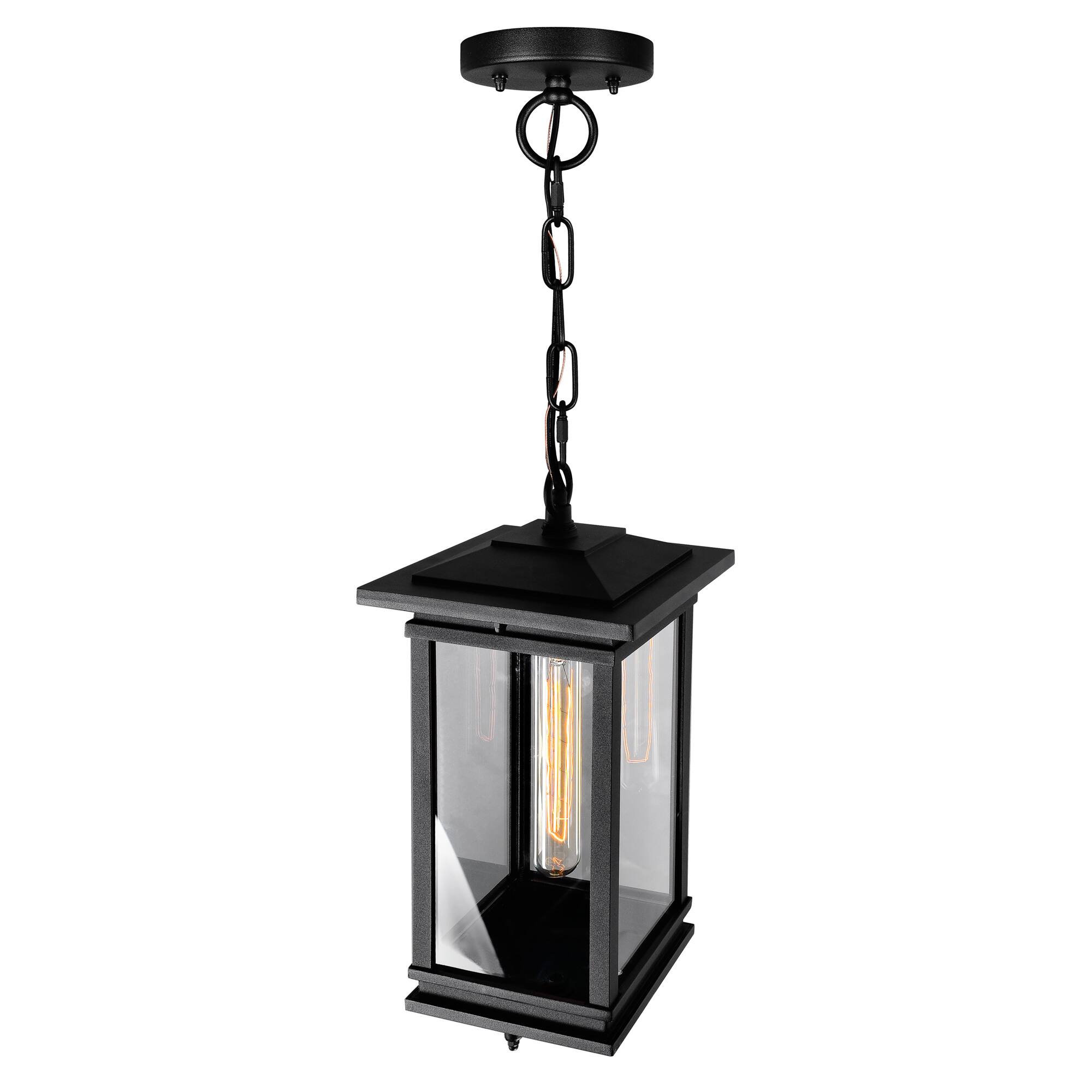 Alt View 1. CWI Lighting - Oakwood 1 Light Outdoor Black Pendant - Black.