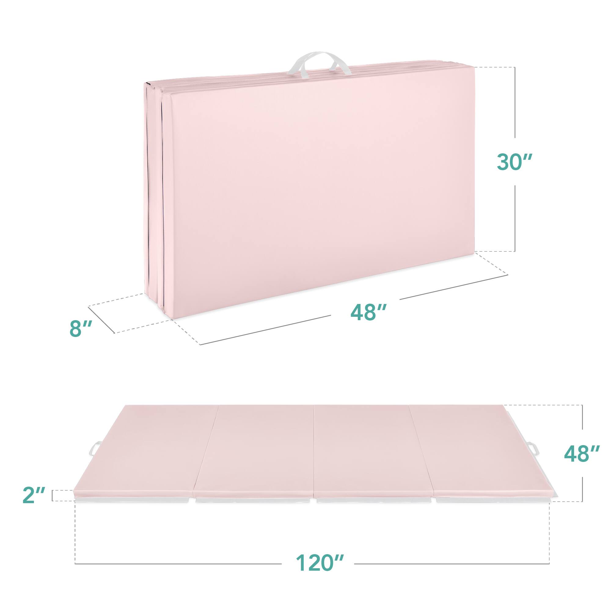 The dimensions of the object are:

- 30" (height)
- 48" (width)
- 8" (depth)
- 20" (length when flat)
- 2" (thickness when flat)