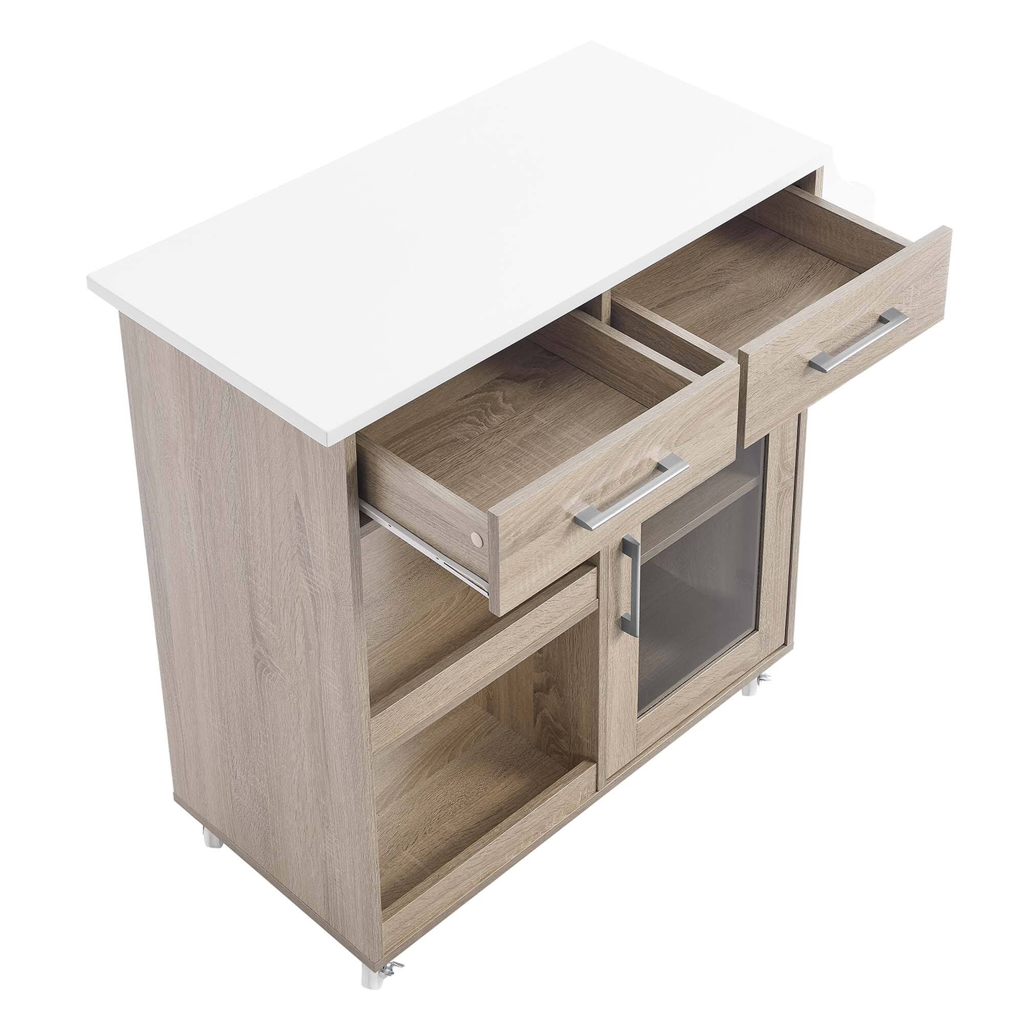 Alt View 6. Modway - Culinary Kitchen Cart With Spice Rack by Modway - Oak White.
