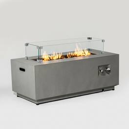 Dexmalle - Dexmalle-2-Pieces Propane Gas 50000 BTU Fire Pit Table with Glass Wind Guard-Gray