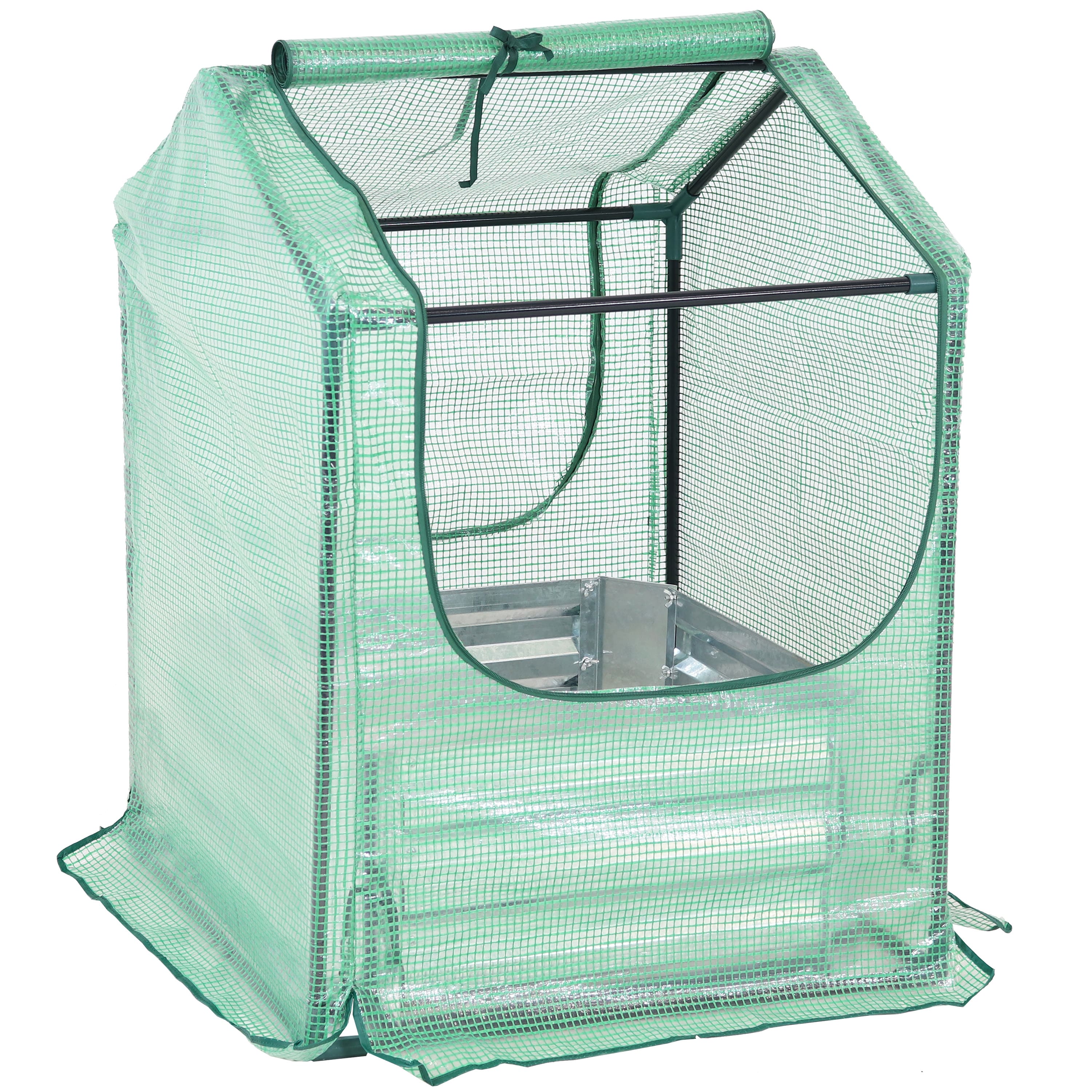Sunnydaze - Galvanized Steel Raised Bed with Greenhouse - 2 ft x 2 ft - Green price history on PriceWatchPro