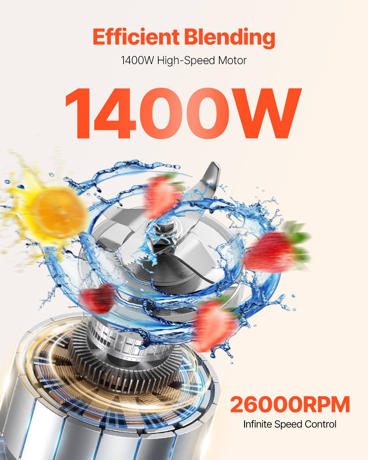 Efficient Blending 1400W High-Speed Motor 1400W 26000RPM Infinite Speed Control