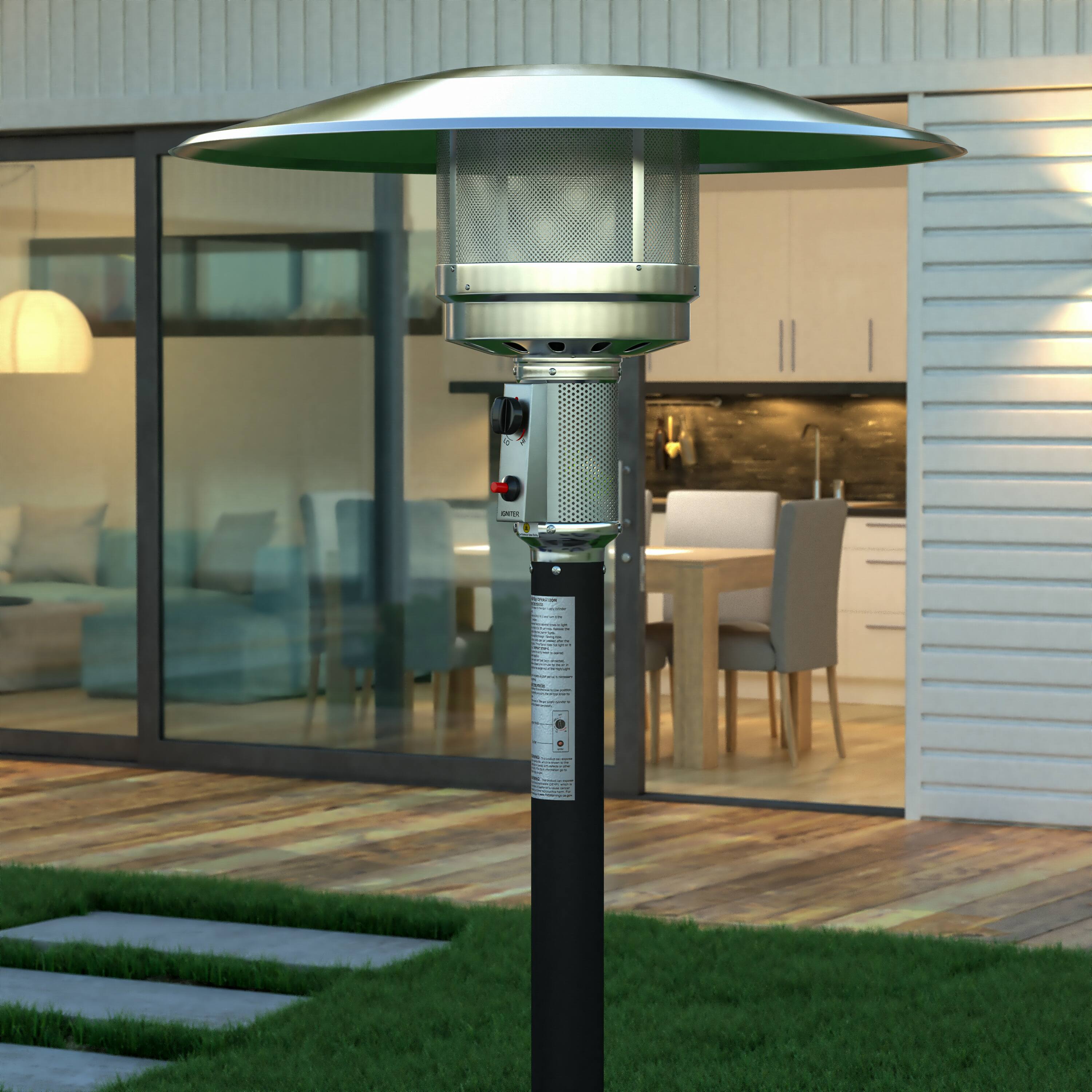 Alt View 3. Emma + Oliver - Outdoor Patio Heater - 7.5 Feet Round Steel Patio Heater - 40,000 BTU's - Black.
