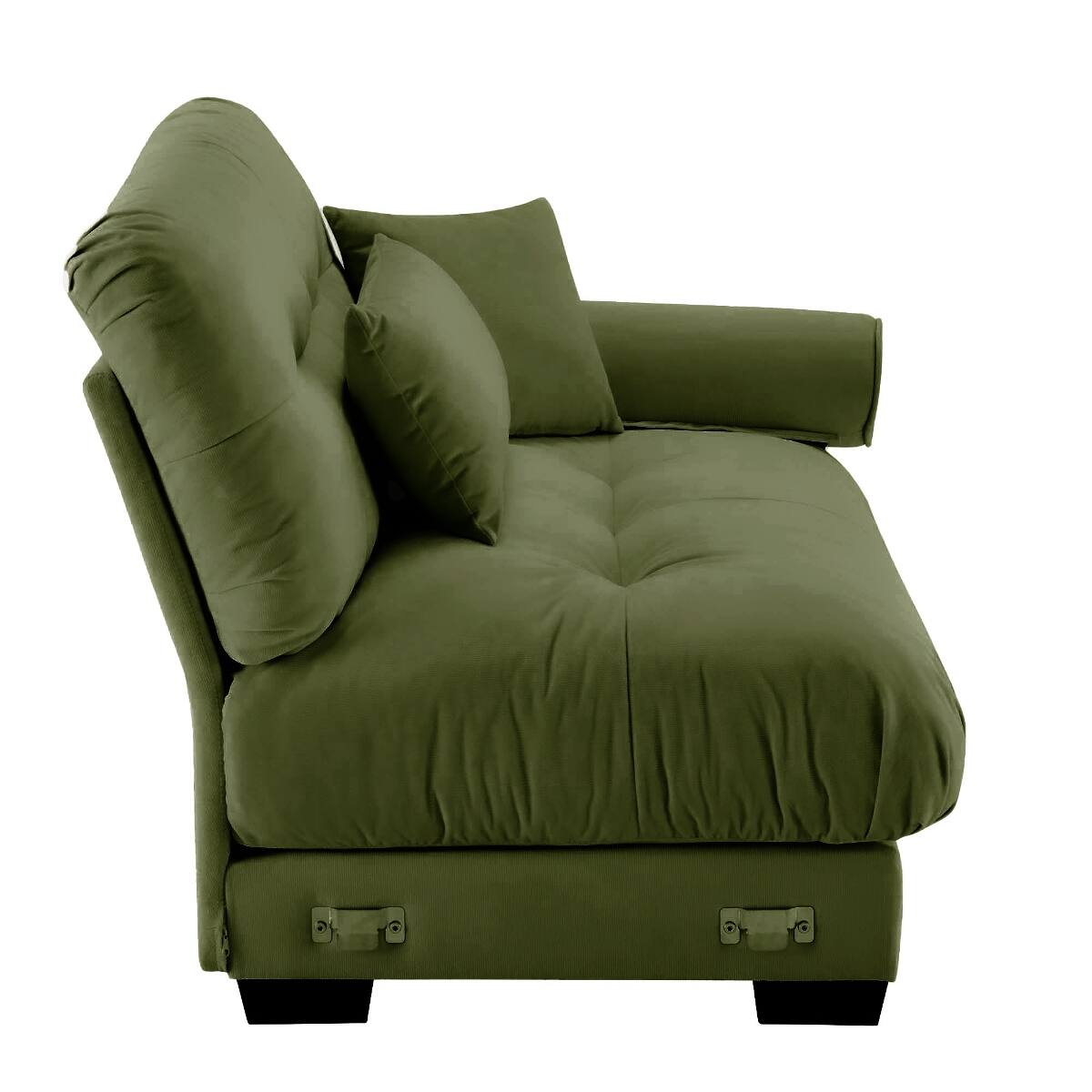 Back. Ropilly - Ropilly Olive Green Velvet Sofa with Pillows Single Seat Sofa - Olive Green.