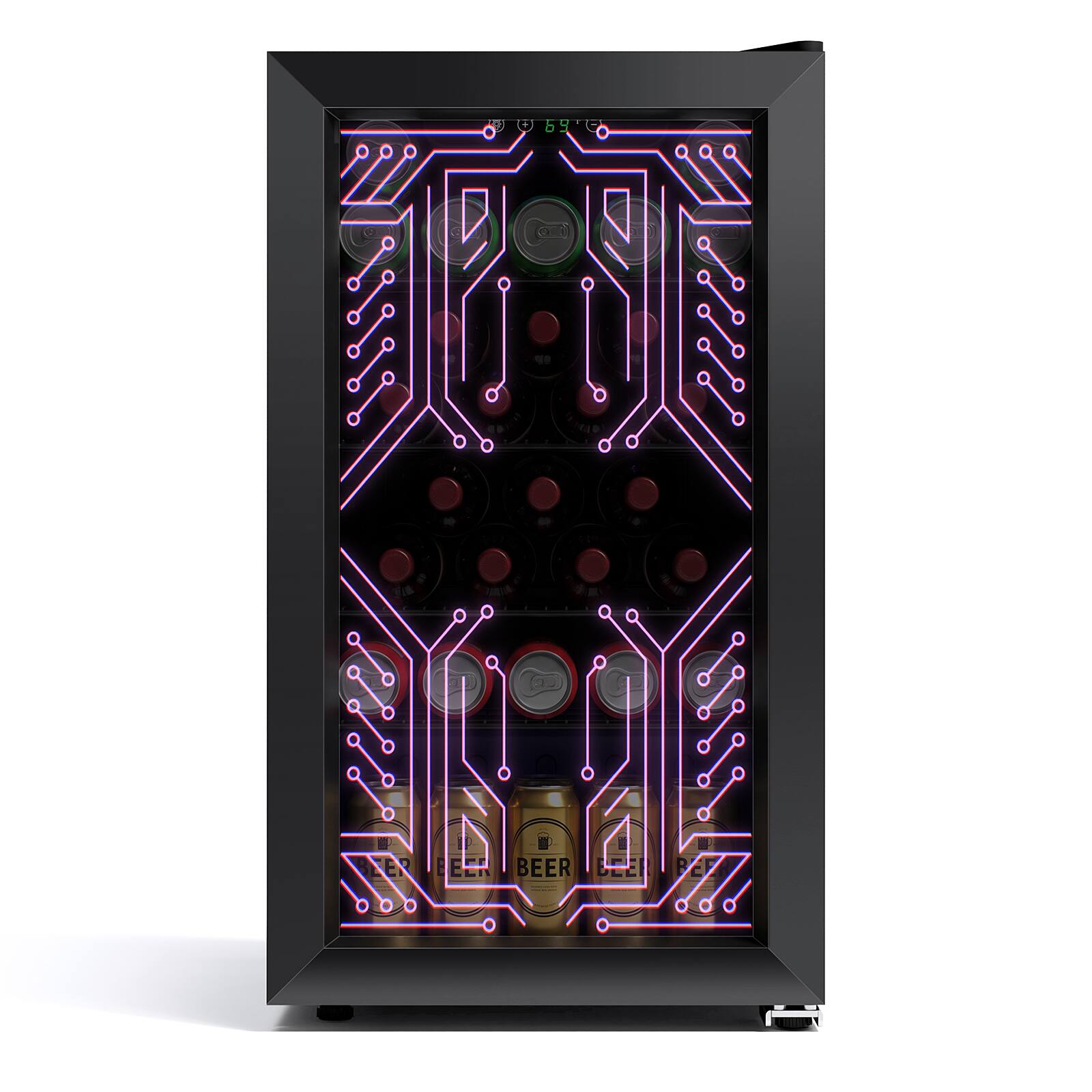 Electactic 17.5 in. 3.2 cu. ft. Gaming Mini Refrigerator LED Lighted ...